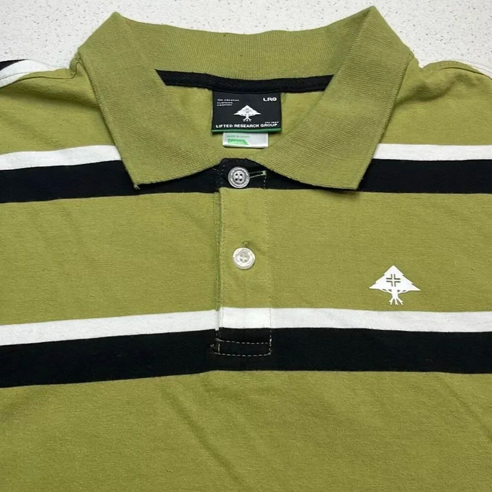 Lifted Research Group Striped Cotton Polo Shirt Mens XLarge